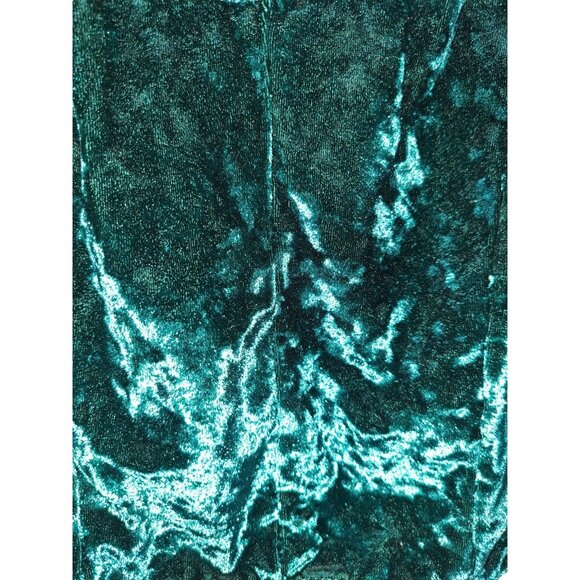 Y2K 90s Velvet Crop Cami Top Small Green Adjustable Strap Party Tank - Picture 3 of 5